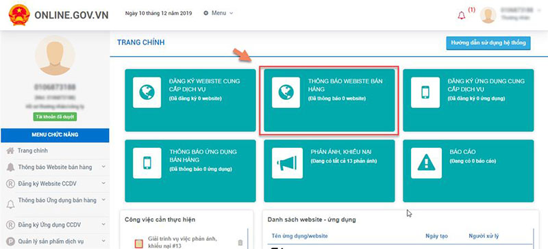 Đăng ký website với Bộ Công Thương