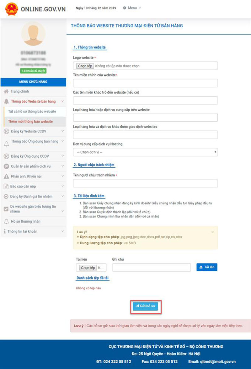 Đăng ký website với Bộ Công Thương